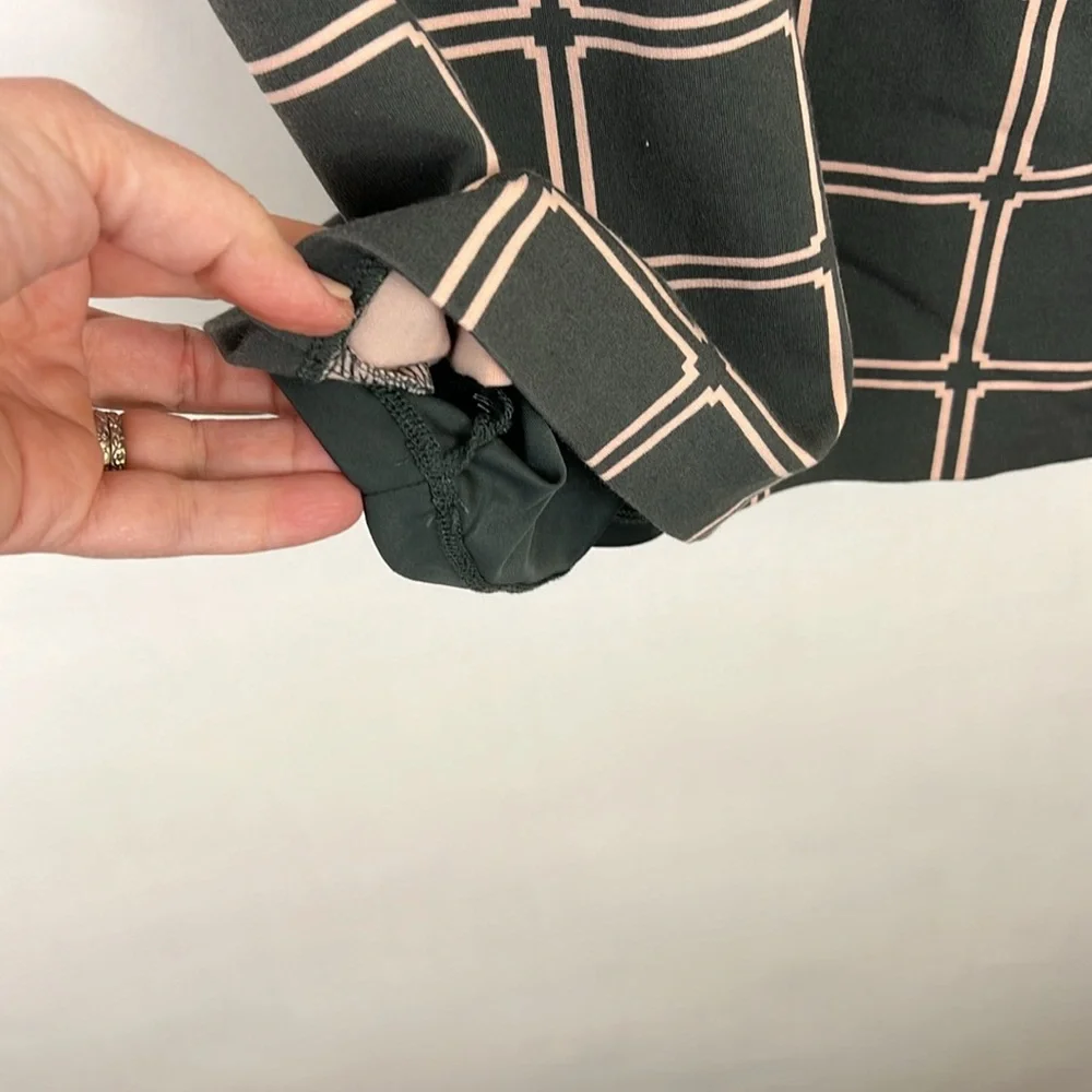 BODEN Eliza Ponte dress long sleeve in olive green and peach block desig… - Picture 10 of 11